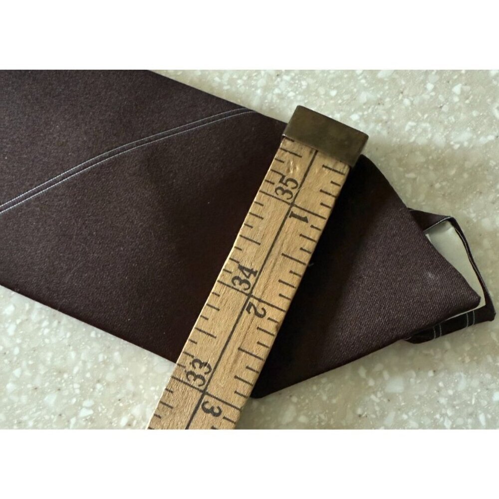 Oscar De La Renta Tie Brown & Blue Diagonal Stripe Silk Blend Vintage - Picture 8 of 9